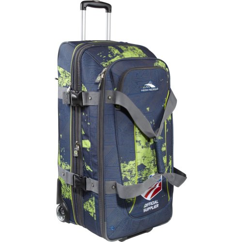 High Sierra U.S. Ski Team Expandable Wheeled Duffel Bag, Blue, 32x15x15