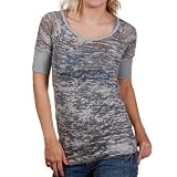 NBA Touch by Alyssa Milano Los Angeles Lakers Ladies Gray Burnout T-shirt with Crystals (Small)