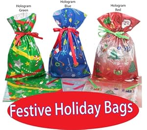CHRISTMAS- Gift Bag 36 Pc. Set with Inserted Ribbons and 36 Gift Cards + 12 Free Small Gift Bags and Gift Cards
