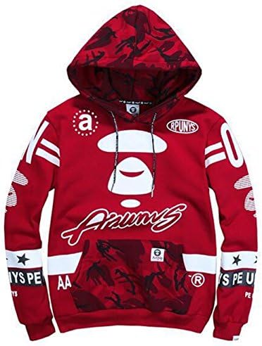 Autumn KD turtleneck hoodie coat with cashmere casual young men hip hop hoodies (Red, XL)