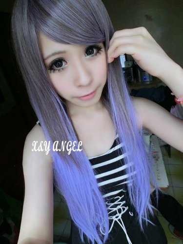 X&Y ANGEL New Two Tone Long Straight Heat Resistant Highlights Wigs as Natural Hair