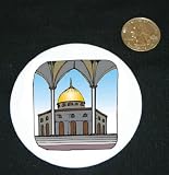 3 button pin printed with israel, dome of the rock, worship, islam, mosque, palistine, middle east, jerusalem, muslim