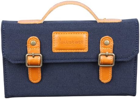 Hallstatt Premium Classic Bag Style Canvas Leather Cover Case for Samsung Galaxy S 4 S IV (Navy)