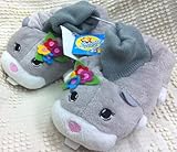 Zhu Zhu Zhuzhu Pets Gray Plush Soft Comfy Kids Size 9-10 Slippers Shoes, Great Halloween Costume Accessory