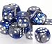 Gemini 16mm d6 Blue-Steel w/white Pipped Dice