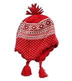 C-Princess秋冬 防寒 子供用 ニット 帽子 ハット ベビー キッズ 赤ちゃん 女の子 ガールズ 幼児 雪柄 かわいい お出かけ 出産祝い (M, Bレッド)