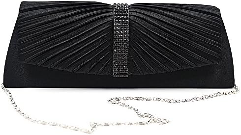 Greatsum Ladies' Designer Pleated Satin Evening Bags for Women Formal Clutch Purse Stone Evening Handbag