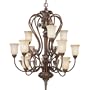 Progress Lighting P4093-55 12-Light 3-Tier Foyer Fixture with Antique Mist Glass Shades, Tuscany Crackle