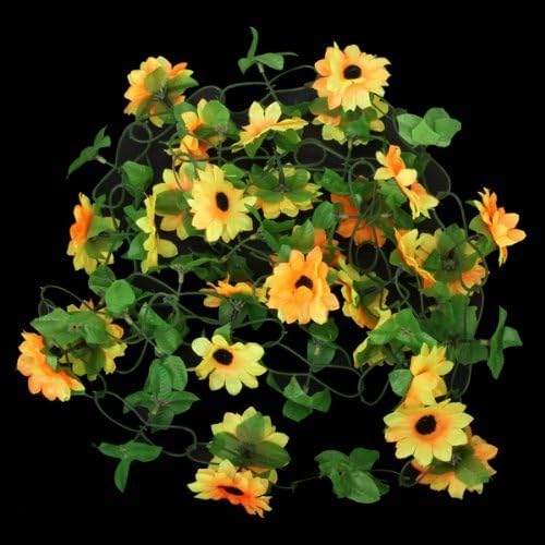 Artificial Sunflower Garland Silk Flower Vine for Valentine Home Wedding Garden Decoration--Excellent Decoration for Wedding Event, Party, Celebration, Aisle, Stairway or Arch