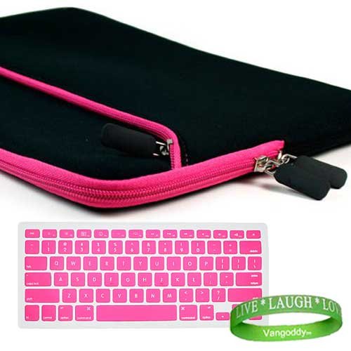 MacBook Pro Case Sleeve for All Models of the Apple MacBook Pro 13.3 Inch Laptop (MC700LL/A , MC724LL/A) + Pink MacBook Keyboard Skin + VanGoddy Live * Laugh * Love Wrist Band!!!