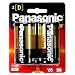 Panasonic Alkaline Plus Batteries, D Size, Pack of 2 Count Batteries
