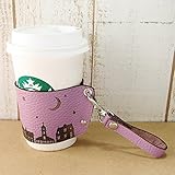 ［ミリュ］ 夜景 革 コーヒーカップスリーブ （姫路レザー／紅藤カラー）