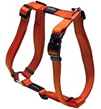 Rogz Utility Large 3/4-Inch Reflective Fanbelt Adjustable Dog H-Harness, Orange
