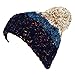 LETHMIK Womens Winter Rainbow Beanie Hat Slouchy Knit Skull Ski Cap with Pom Blue