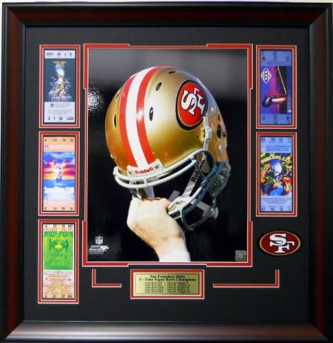NFL Football San Francisco 49ers Helmet Raised High with Super Bowl Tickets Framed Picture SKU #1024