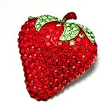 Pugster Red Strawberry Detailed Swarovski Crystal Brooches And Pins