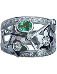 Collection "Constellation Cancer", 18k White Gold, Emerald, Natural White Diamonds