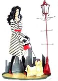 Jewelry Organizer Earring Holder City Girl Walking White Dog