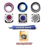 Blackberry Trackball Replacement Kit - Rose Trackball & Rose/White Rim, Blue Trackball & Blue/White Rim and White Trackball & Silver Rim for Blackberry 8100 / 8130 / 8300 / 8310 / 8320 / 8800 / 8820 / 8830 / 8900 / 9000 / Curve / Pearl + Trackball Tool / Opener + FREE BONUS Digicom Screen Protector for Blackberry Curve 8300