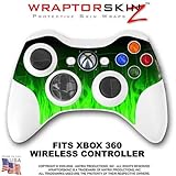 Fire Green Skin by WraptorSkinz TM fits XBOX 360 Wireless Controller (CONTROLLER NOT INCLUDED)
