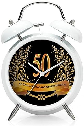 Twin Bell Analog Alarm Clock - Loud Alarm Clock (White) - Custom pattern 50-Years of Love and Understanding eWatch Watch