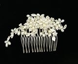 Handmade Austrian Swarovski Crystals With Fresh Water Pearls Hair comb 0160