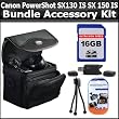 16GB Bundle For Canon PowerShot SX130 IS SX130IS SX150 IS SX150IS Digital Camera Includes 16GB High Speed SD Memory card + USB 2.0 High Speed Card Reader + Deluxe Carrying Case + Mini Tripod + Clear LCD Screen Protectors + More