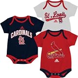 adidas St.Louis Cardinals Newborn/Infant 3 Pack Creeper Set