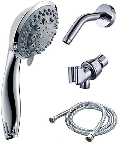 FTLIFE Bathroom Handheld Shower Head 7 Functions ABS Material Polished Chrome,Shower Arm Shower Holder Shower Tube Included
