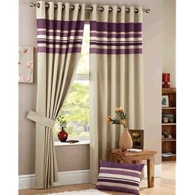 Curtina Harvard Eyelet Lined Curtain Aubergine, 46x54