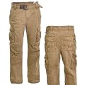 Eight2Nine Herren Cargohose coole Vintage Style mit vielen Taschen und washed Effekt Men Cargo Pant mit G�rtel, beige