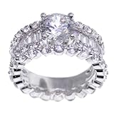SAVE 64 % Baguette Cut Signity Stone Cubic Zirconia in Sterling Silver Glamour Full Classic Eternity Ring by Designer Michael Valitutti - OVERSTOCK Clearance Sale!
