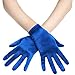 BABEYOND Short Opera Satin Gloves Wedding Evening Gloves Special Occasion Gloves Wrist Length Tea Party Gloves 8.7â€ Stretchy Gloves (Blue)
