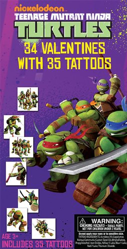 Teenage Mutant Ninja Turtles 34 Valentines Cards with Tattoos