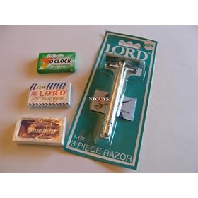 LORD TECH Double Edge SAFETY Razor + 15 BLADES GILLETTE LORD BLUEBIRD GLB
