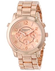 Akribos XXIV Womens AK648RG Ultimate Swiss Multifunction Rose-Tone Bracelet Watch