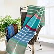 [Multicolor Stripes] Soft Coral Fleece Throw Blanket With Fringe (59 by 79 inches)