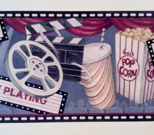 Movie Theater Game Room Feature Presentation Pop Corn Wallpaper Border B0057PD7K8  Painting 