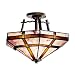 Kichler Lighting 65350 2-Light Tacoma Stone and Art Glass Semi-Flush Ceiling Light, Olde Bronze