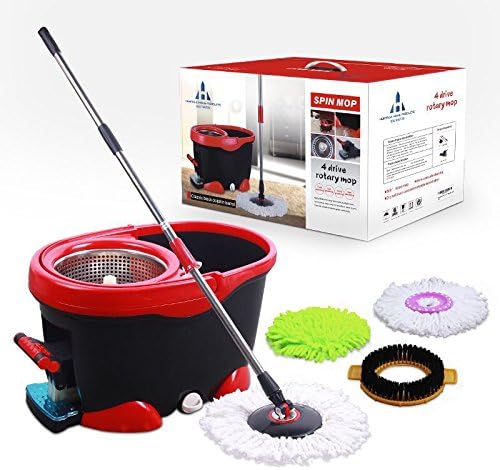 Spin Mop Bucket System By Heritage Home Products Includes 3 Mop Heads.stainless Steel Deluxe Rolling Spin Mop Designed to Last