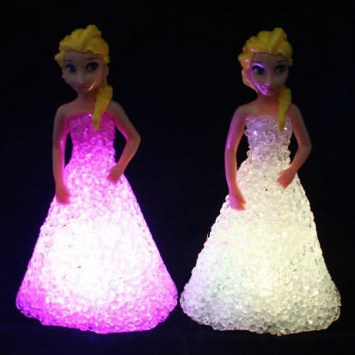 Kids Toys Elsa/ Anna LED Colorful Lights gradient crystal Night Light Led Lamp with battery toy christmas holiday gift (Randomly)