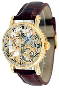 Adee Kaye #AK4005-MG Men's Le Bauches Mechanical Manual Winding Skeleton Watch (Gold Tone)