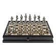 Civil War Chess & Checkers Set - Camphor Wood Board with Storage & Pewter Chessmen