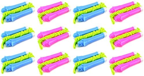 Set of 12 Happy Time Jump Children's Kid's Novelty Toy Jump Rope w/ Plastic Handles, Knit Rope (Colors May Vary)