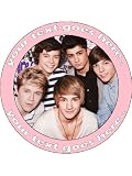 One Direction Style Edible 7.5" Icing Birthday Cake Decoration - Add your own personalised message in the gift message box