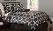 Geo Grid Black Queen Size Comforter Set with Bonus Pillows
