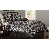 Geo Grid Black King Comforter Set with Bonus Pillows
