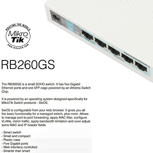 Mikrotik RouterBOARD 260G-S, RB260GS, RB/260GS 5 port Smart Gigabit Switch SwOS