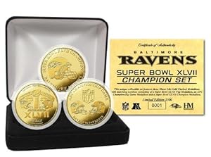 NFL Baltimore Ravens Super Bowl XLVII Champions Gold 3 Coin Set