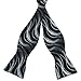 PenSee Mens Self Bow Tie Dark Black and Grey Geometric Jacquard Woven Silk Bow Ties